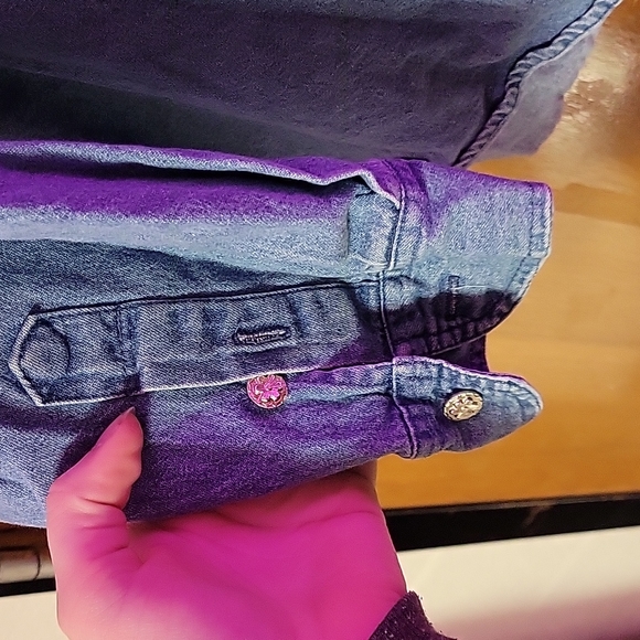 vintage flower collar denim button down - Picture 5 of 5